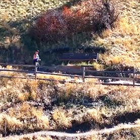 Stephanie Meyers running on Mount Sentinel